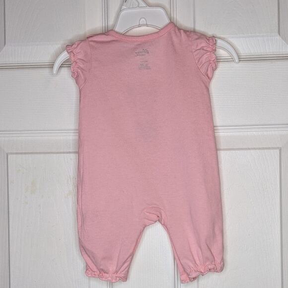 Disney Baby Pink Minnie Mouse Ruffle Trim Bodysuit Romper 0-3 Months - Picture 8 of 9